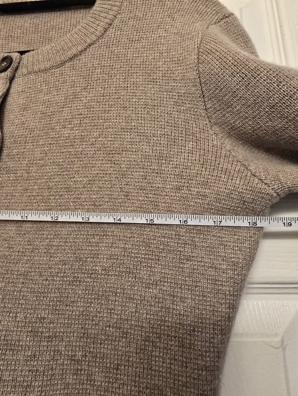 Jenni Kayne Cooper Cardigan, Wool & Cashmere - Taupe, Size M - Picture 10 of 13